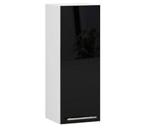 AKORD | Armario de Cocina de Pared - Oliwia W30 | 2 estantes y 1 Puerta de Armario de Cocina | Modular | Muebles de Cocina Base | Aglomerado Laminado | 30 x 30 x 72 cm | Blanco | Negro Brillante