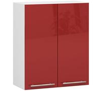 AKORD | Armario de Cocina de Pared - Oliwia W60 | 2 estantes y 2 Puertas Armario de Cocina | Modular | Muebles de Cocina Base | Laminado de aglomerado | 60 x 30 x 72 cm | Blanco | Rojo Brillante