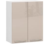 AKORD | Armario de Cocina de Pared - Oliwia W60 | 2 estantes y 2 Puertas Armario de Cocina | Modular | Muebles de Cocina Base | Aglomerado Laminado | 60 x 30 x 72 cm | Blanco | Capuchino Brillante