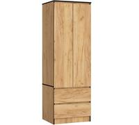AKORD Armario S60 Roble Craft 60 cm 2 Puertas 2 cajones Frente en Color Roble Craft 1 Estante 60x51x180 cm