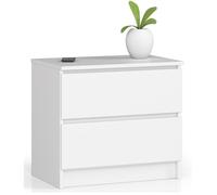 AKORD Cajonera K60 con 2 cajones | para sala de estar dormitorio armario oficina oficina | diseño funcional moderno | 60 x h 55 x d 40 cm, peso 20 kg | blanco