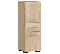 AKORD | Columna de baño Fin 85 | 30x85x30 cm, Peso 25 kg | 2 Puertas y 1 Cajón | Mueble Moderno | Mueble de Pared | Armario Cerrado de Suelo | También Adecuado como Armario Colgante | Roble Sonoma