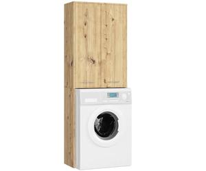 AKORD | Columna empotrada para Lavadora | Mueble Alto con 2 Puertas | Mueble contenedor de baño | CajoNero para Lavadora | 64x180x30 cm | Peso 30 kg |Roble Artesanal