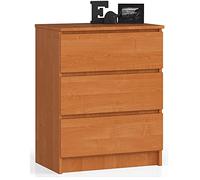 Cómoda akord k60 aliso 60 cm 3 cajones frente en color aliso 60x40x77 cm