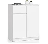 Cómoda akord k80 blanco 80 cm 2 puertas 1 cajón frente en color blanco 4 estantes 80x40x99 cm