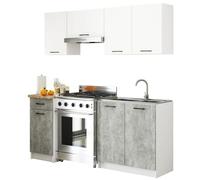 AKORD | Conjunto de Muebles de Cocina Oliwia | Completa Pequeña | Mueble Modular | A Medida 180 cm | Modulares Pequeñas | Blanco y Hormigón Frente