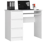AKORD Escritorio A-6 con Estante para Teclado y 3 cajones a la Izquierda o a la Derecha | Escritorio de Oficina | Escritorio para Ahorrar Espacio | 90x77x50cm 30 kg (Blanco)