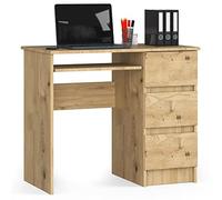 AKORD Escritorio A-6 con Estante para Teclado y 3 Cajones | Escritorio de Oficina | 90x77x50 cm | 30 kg Roble Artisan