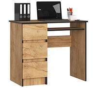 AKORD Escritorio A-6 Con Estante para Teclado y 3 Cajones | Oficina y Ahorro de Espacio | 90x77x50cm 30 kg | Roble Artisan