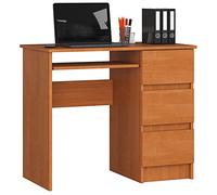 AKORD Escritorio A-6 Con Estante Para Teclado y 3 Cajones | Para Oficina y Ahorro de Espacio | 90x77x50 cm | 30 kg Aliso