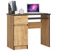 AKORD | Escritorio con Estante para Teclado, Cajón y Contenedor en el Lado Izquierdo | Escritorio de Oficina | Escritorio para Computadora PC Portátil | 90x77x50 cm | 30 kg Roble Artisan