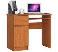 AKORD | Escritorio con Estante para Teclado, Cajón y Contenedor en el Lado Izquierdo | Escritorio de Oficina | Escritorio para Computadora PC Portátil | Ahorro de Espacio | 90x77x50 cm | 30 kg Aliso