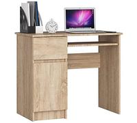 AKORD | Escritorio con Estante para Teclado, Cajón y Contenedor en el Lado Izquierdo | Escritorio de Oficina | Escritorio para Computadora PC Portátil | 90x77x50 cm | 30 kg Roble Sonoma