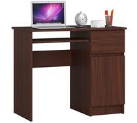 AKORD | Escritorio con Estante para Teclado | Escritorio de Oficina | Cajón y Contenedor en el Lado Derecho | para Computadora PC Portátil | 90x77x50 cm | 30 kg Wengé