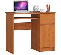 AKORD | Escritorio con Estante para Teclado | Escritorio de Oficina | Cajón y Contenedor en el Lado Derecho | para Computadora PC Portátil | 90x77x50 cm | 30 kg de Aliso