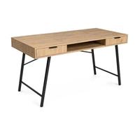 AKORD Escritorio para Ordenador Arden Industrial Roble Artisan 120 cm | Escritorio con 2 Cajones, 1 Estante, Mesa de Oficina con Resistantes Patas Negras
