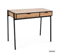 AKORD Escritorio para Ordenador ZENTIA Industrial Roble Craft 100 cm | Escritorio con 2 Cajones, Mesa de Oficina con Resistantes Patas Negras