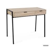 AKORD Escritorio para Ordenador ZENTIA Industrial Roble Sonoma 100 cm | Escritorio con 2 Cajones, Mesa de Oficina con Resistantes Patas Negras