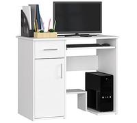 AKORD | Escritorio para PC Jay con Estante para Teclado | Escritorio de Oficina | Escritorio de Ordenador | Mesa de Oficina | L90 x H74 x P50 cm 29 kg | Blanco