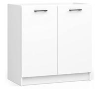 AKORD | Mueble de Cocina Bajo Fregadero - Oliwia S80 | Base de Cocina con 2 Puertas y 1 Estante | Mueble de Entrada | Armario | 46 x 80 x 82 cm | Blanco