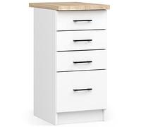 AKORD | Mueble de Cocina Con Encimera Oliwia S40 | Base Con 4 Cajones | Entrada | Aparador | Isla | Armario | 46x40x85 cm | Blanco
