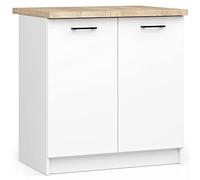 AKORD | Mueble de Cocina Oliwia S80 Con Encimera - Base Con 2 Puertas y 2 Estantes | de Entrada | Aparador | Isla | Armario | 46 x 80 x 85 cm | Blanco
