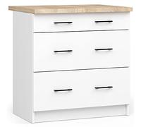 AKORD | Mueble de Cocina Oliwia S80 Con Encimera - Base Con 3 Cajones | de Entrada | Aparador | Isla | Armario | 46 x 80 x 85 cm | Blanco