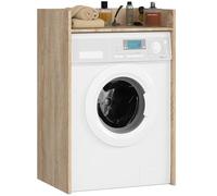 AKORD | Mueble para Lavadora de 64 cm | Apto para Lavadora y Secadora |Mueble de baño de Columna para Colocar sobre Lavadora | 64x98x50 cm | Roble Sonoma