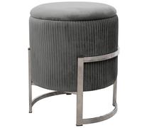 AKORD | Puf de Terciopelo Porto | Reposapiés | Contenedor para pequeños Objetos | Base de Metal | Acolchado | Puf Decorativo | para la Sala de Estar y el Dormitorio | Gris Grafito
