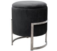 AKORD | Puf de Velutto Porto | Reposapiés | Contenedor para Pequeños Objetos | Suelo de Metal | Acolchado | Puf Decorativo | para la Sala de Estar y el Dormitorio | Negro