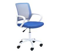 AKORD | Silla de Escritorio Infantil FD-6 | Sillas de Escritorio con reposabrazos | Sillón de Oficina | PC ergonómico | Silla con Ruedas | Ajustable | Capacidad de Carga 100 kg | Blanco & Azul