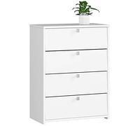 AKORD Zapatero con 4 Compartimentos y 4 Puertas abatibles | Puertas abatibles | Armario Cerrado | Contenedor para Zapatos | L60 x H80 x P33 cm, Peso 29 kg | Color: Blanco