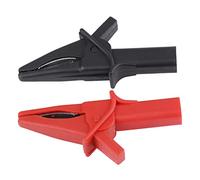 Akozon Clips para Cable de Prueba Automática HT30A, Completamente Aislado, Tamaño de Apertura de Mandíbula de 30mm, Accesorios de Prueba Eléctrica, Color Rojo y Negro, 2 uds.