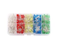Akozon Diodos DIY LED luz Kit 500pcs 3 mm amarillo rojo azul verde（100 colores por color）