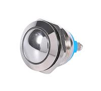 Akozon Interruptor Pulsador Momentáneo 19mm Metal Impermeable 12V | Cuerpo de Latón Niquelado, Cabeza Redonda a Prueba de Polvo IP65, Clasificación 3A para Interruptor de Apagado de Bocina de