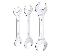 Akozon Juego de Llaves de Boca Doble, Perfil Fino, Acero (3PCS) | Acabado Espejo Cromado Reparación Automóviles Ensamblaje Muebles Tamaños Grabados Tuerca Plana Plomería