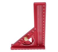 Akozon - Regla de medición multiángulo 0 180° de aleación de aluminio con acabado anodizado, regla de pestaña para trabajo de madera, ingeniería de carpintería con marcas claras (rojo puro)