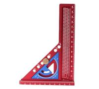 Akozon - Regla de medición multiángulo 0 180° de aleación de aluminio con acabado anodizado, regla de pestaña para trabajo de madera, ingeniería de carpintería con marcas claras (rojo y