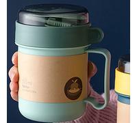 Akozon Taza Térmica Portátil Aislada, 500ML Plástico con Tapa y Cuchara | Tapa de rosca, Cuchara integrada, Calor, Diseño compacto, Ligero