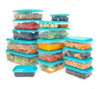 AKTIVE 16557 Max Home Pack 17 recipientes plástico, Capacidades de 0.2 L a 2.5 L, Plástico sin BPA, Diseño apilable, Aptos para microondas, congelador y lavavajillas, Para conservar alimentos