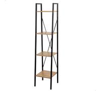 Aktive Estantería Max Home 18418 – 4 estantes, acero negro y madera, 34x32x148 cm, fácil montaje