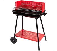 Aktive 52898 - Barbacoa carbón y leña Rectangular 66x44x85 cm | 4 alturas regulable | Sperficie para 6 comensales | 2 ruedas para fácil transporte | Depósito de cenizas
