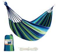 Aktive 52989 - Hamaca colgante de algodón para camping y exterior | Hamaca jardín exterior | Medidas 200x100 cm| Hasta 200 kg de capacidad de carga | Con bolsa de transporte CALIDAD DE CONFIANZA