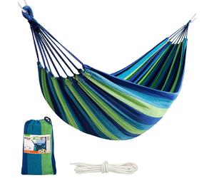Aktive 52989 - Hamaca colgante de algodón para camping y exterior | Hamaca jardín exterior | Medidas 200x100 cm| Hasta 200 kg de capacidad de carga | Con bolsa de transporte CALIDAD DE CONFIANZA