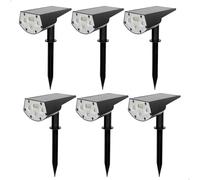 AKTIVE 6 balizas solares LED 2 en 1, Luz cálida 5-10 lúmenes, Con estaca o montaje en pared, Sin cables, Resistentes al agua, Alcance 1-2 m, Autonomía hasta 8 h, Iluminación jardín y terraza (61585)