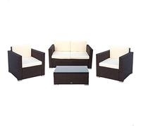 Aktive Conjunto de jardín Aktive Garden 2 sillones, sofá y mesita con cojines ratán sintético negro