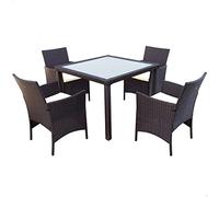 AKTIVE 61073 - Conjunto mesa y sillas jardín ratán, Mesa y sillas terraza incluye 4 sillas jardín exterior y 1 mesa exterior 100x75cm, Muebles para jardín y terraza, Multicolor