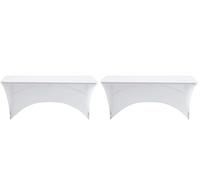 AKTIVE 61547 - Funda Mesa jardín Impermeable Blanca, Protector Mesa elástico 180x76x76cm, Funda Mueble jardín Resistente con sujeción de Refuerzo, Funda Muebles Exterior (Paquete de 2)