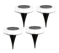AKTIVE 61556 - Pack de 4 Focos Balizas exteriores solares, Luz continua entre 6 y 8 horas, 8 leds, de 4 lumens, Impermeable , farolas solares, luces solares led exterior