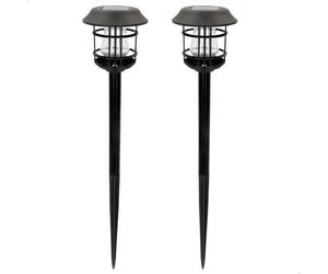 AKTIVE 61557, Pack de 2 Balizas exterior solares, Luz continua entre 6 y 8 horas, de 8 lumen, Impermeable, farolas solares, luces solares led exterior, Estacas de luz solar led para exterior